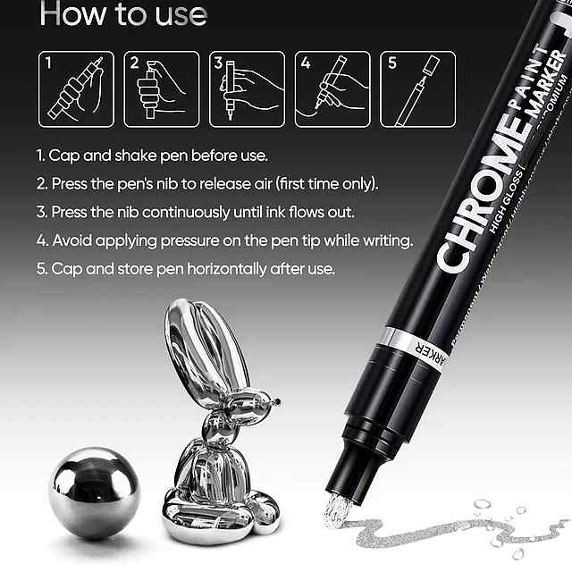 Маркер-дзеркало металік | Глянсовий ефект ✨ Для пластику, скла, каменю та кераміки. Відреставруйте! - 1 фото товару