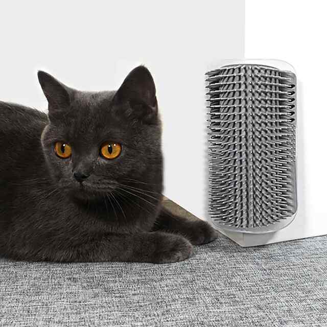 Масажер для котів - догляд та розвага. Видаляє випалу шерсть, м’який масаж. Сірий, пластик 13×9 см. Двосторонній скотч. Купити. - 3 фото товару