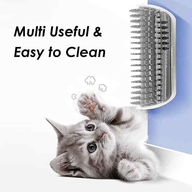 Масажер для котів: комфортний догляд та розвага. Без линяння, стимулює кровообіг, легко кріпиться. Сірий, пластик 13×9 см. Купити в Україні. - 2 фото товару