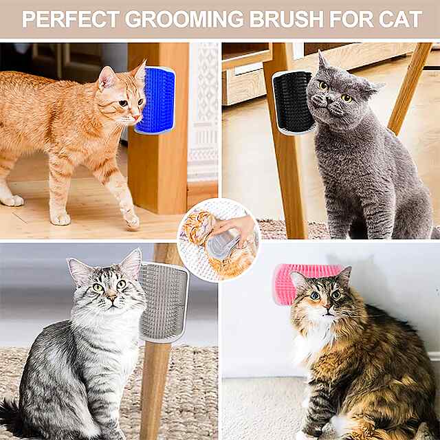 Масажер для котів: комфортний догляд та розвага. Без линяння, стимулює кровообіг, легко кріпиться. Сірий, пластик 13×9 см. Купити в Україні. - 3 фото товару