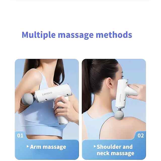 Масажний пістолет Lenovo: 5 режимів вібрації, USB зарядка, 6 насадок для розслаблення м'язів - 1 фото товару