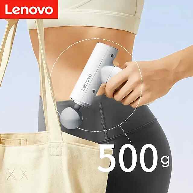 Масажний пістолет Lenovo: 5 режимів вібрації, USB зарядка, 6 насадок для розслаблення м'язів - 2 фото товару