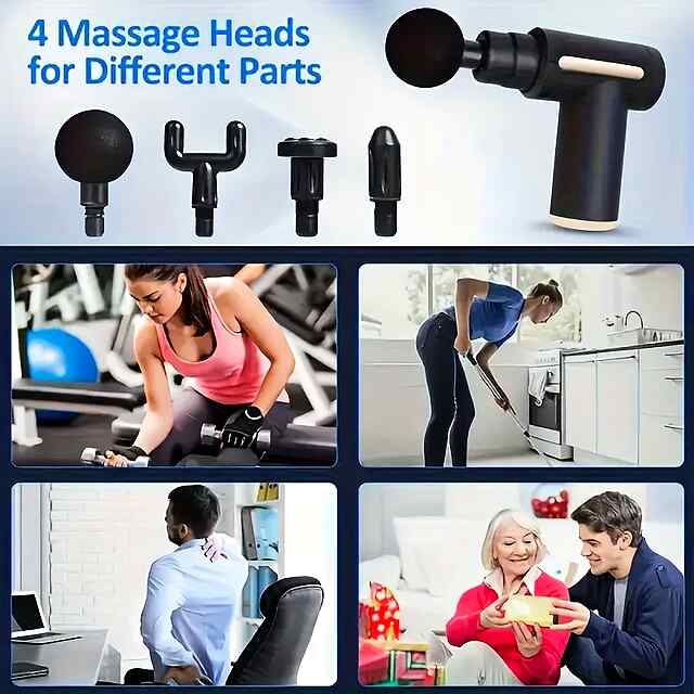 Масажний пістолет Mini 6 режимів, 4 насадки, компактний, сертиф. CE, USB-зарядка, Україна - 3 фото товару