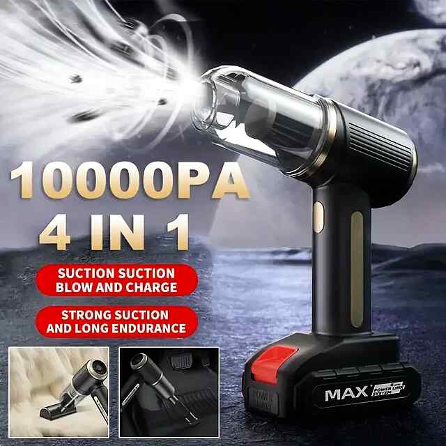 MAX 4-в-1 Портативний Автомобільний Пилосос - Потужне Всмоктування, USB Зарядка, Компактний Дизайн, Комплект Аксесуарів