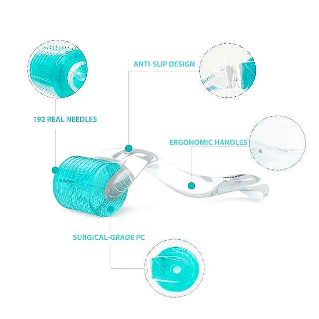 Мезоролер 0.25 мм для обличчя, бороди та волосся, титанові голки 192 шт. - 2 фото товару