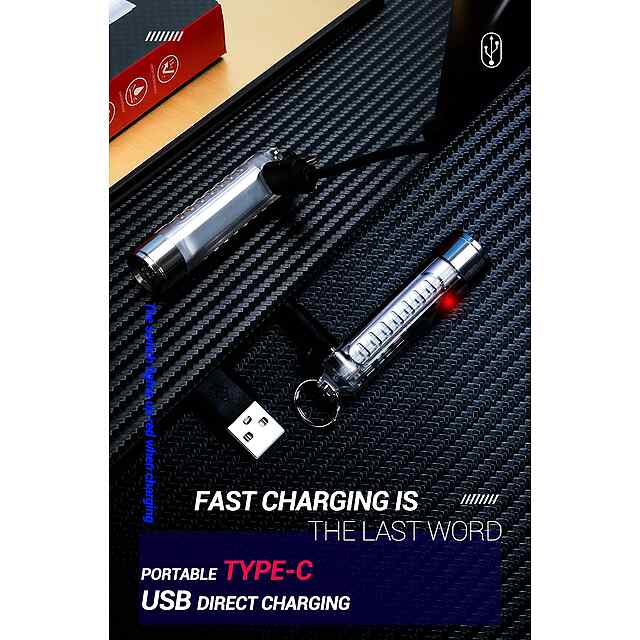 Міні-брелок ліхтар з магнітом і 10 режимами, кемпінг, USB-C зарядка. - 1 фото товару