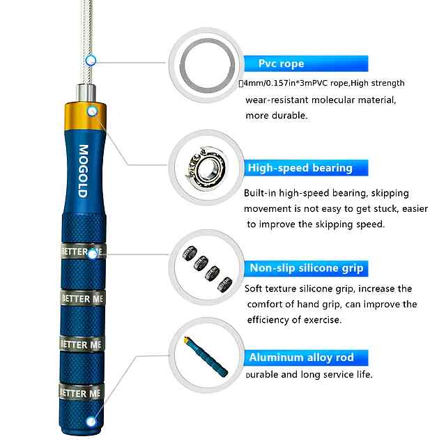 MOGOLD - Професійна швидкісна скакалка для фітнесу та тренувань. - 1 фото товару