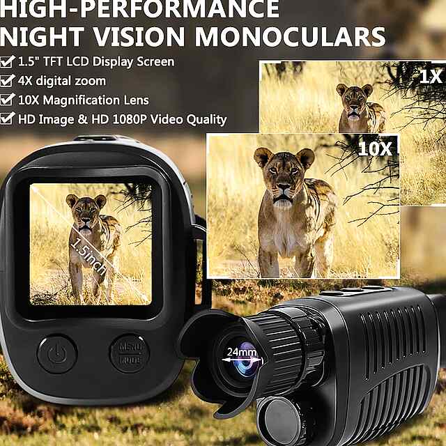 Монокуляр 1080P HD з ІЧ камерою: нічне бачення до 300м, зум 5х для полювання і природи - 1 фото товару