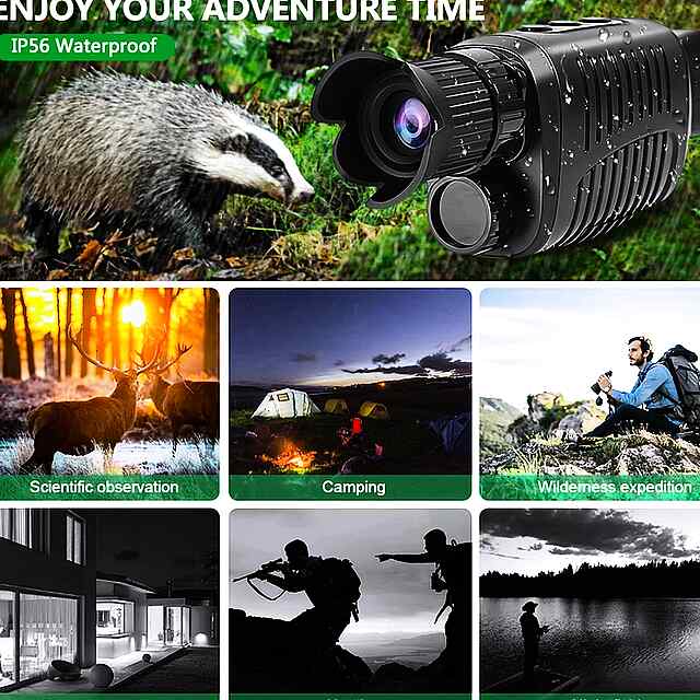 Монокуляр 1080P HD з ІЧ камерою: нічне бачення до 300м, зум 5х для полювання і природи - 3 фото товару