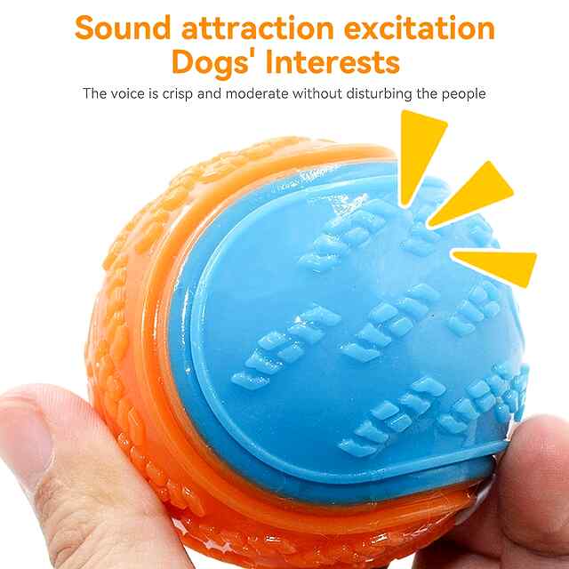 М'ячик жувальний з пищалкою 6.5см, TPR (оранж/син) для собак - 3 фото товару