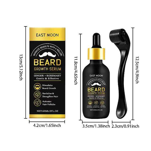 Набір для догляду за бородою з мезоролером 60 мл олії розмарин імбир - 2 фото товару