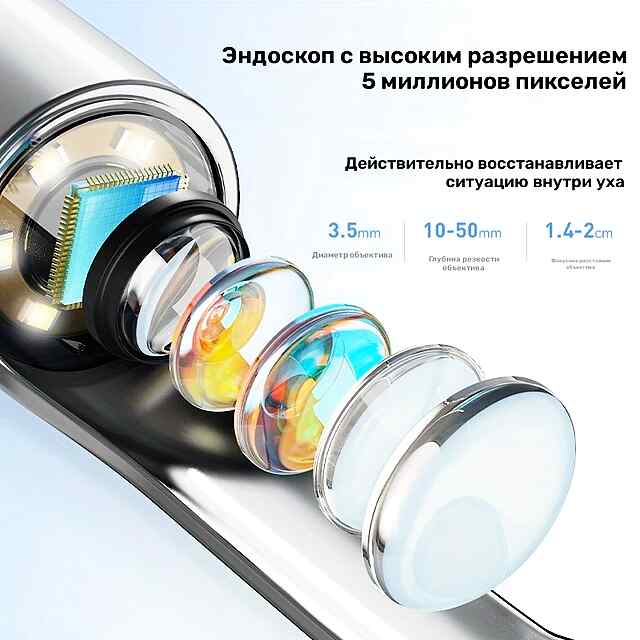 Набір для Видалення Сірки з Вух 7 предметів Wi-Fi Камера Підсвітка iOS Android Очищення Вух - 2 фото товару