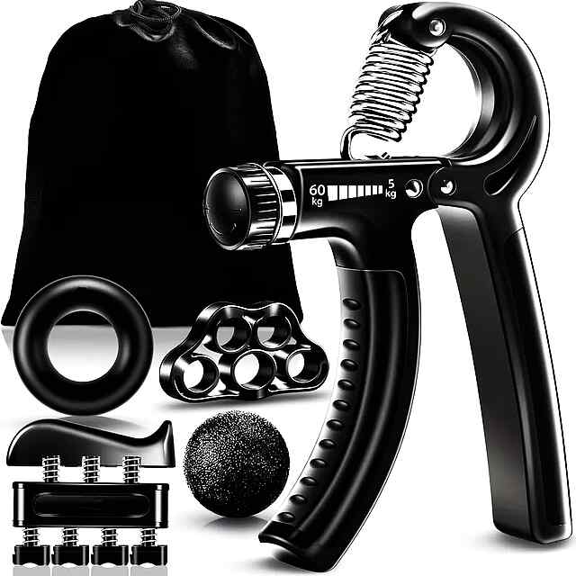 Набір еспандерів 5 в 1 для рук та зап'ясть: тренажер для фітнесу/реабілітації. З регулюванням навантаження до 60кг. Комплект для пальців, кистей, передпліч.