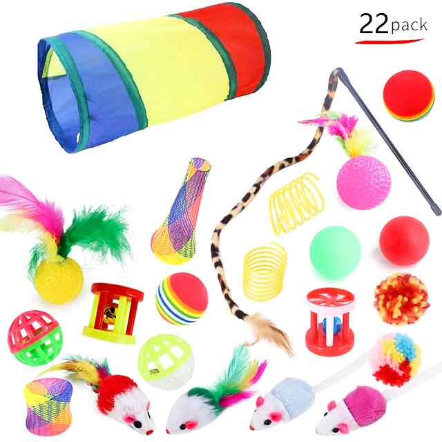 Набір іграшок для кішки – тунель паличка м'ячики (22 предмети) - 1 фото товару