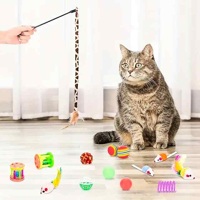 Набір іграшок для котів з тунелем та паличкою – 22 предмети - 2 фото товару