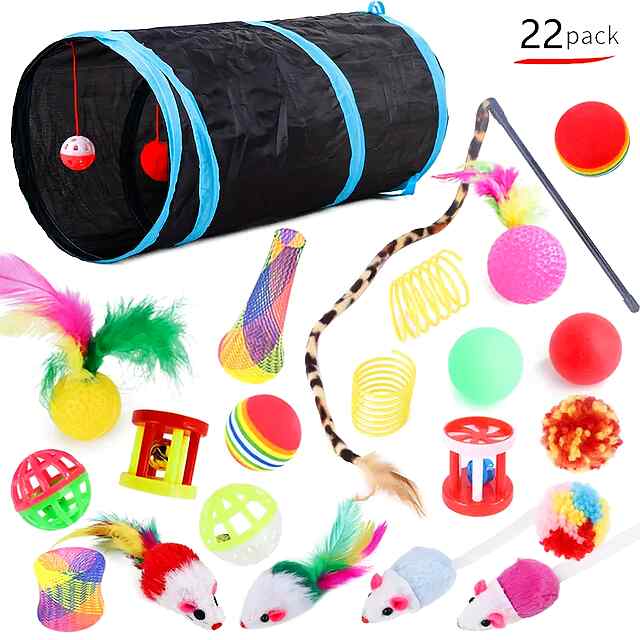 Набір іграшок для котів з тунелем та паличкою – 22 предмети - 3 фото товару