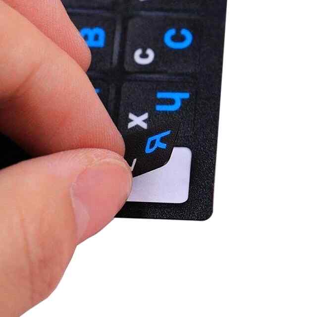 Наклейки для клавіатури укр/рос, чорні символи, універсальний розмір - 2 фото товару
