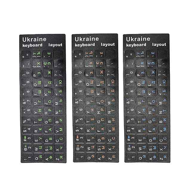 Наклейки на клавіатуру укр/рос для ноутбука ПК з двома алфавітами - зручно, міцно! - 3 фото товару