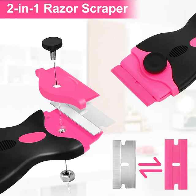 Ніж-скребок двосторонній з запасними лезами для очищення вікон та поверхонь. - 2 фото товару