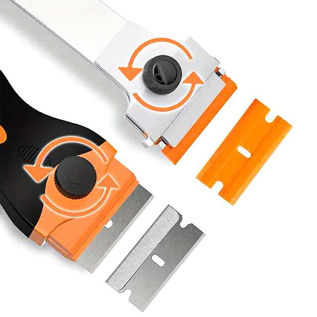 Ніж-скребок двосторонній з запасними лезами, для очищення скла та поверхонь. - 1 фото товару