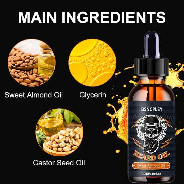 ???? Олія для Бороди 30 мл: Мигдаль, Гліцерин, Касторка - Живлення та Блиск. Інтенсивне Зволоження Без Липкості. Підходить для Всіх Типів Шкіри ???? - 3 фото товару