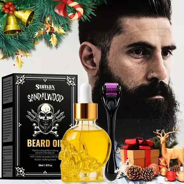 Олія для бороди з сандаловим деревом   дермаролер для стимулювання росту волосся SUMAX - 0 фото товару