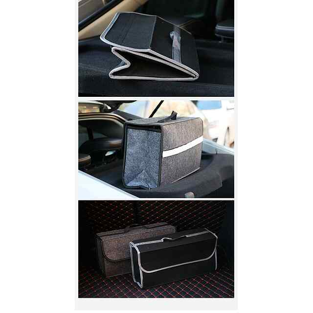 Організатор у багажник авто, фетр/поліестер, великий об'єм, чорний 50*24*15см. - 3 фото товару