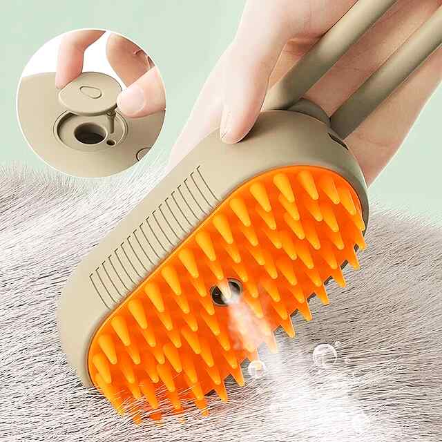 Парова щітка масажер-спрей для котів і собак, колір хакі, акумулятор 150 mAh, силіконова щетина