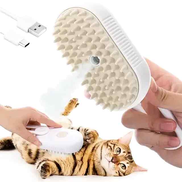 Парова щітка для собак та котів - Хакі кольору (масажер-спрей)   USB-C - 3 фото товару