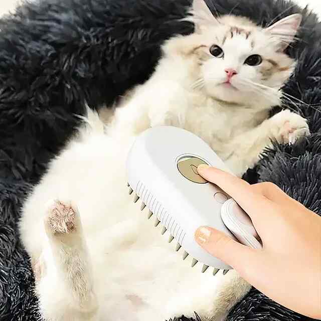 Парова щітка для собак та котів - SPA процедури дома. Хакі колір. Масаж, розпилювач. USB зарядка. 10мм щетина. В наявності - 3 фото товару