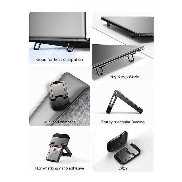 Підставка для ноутбука складана, регульована висота, охолодження, срібло Україна - 1 фото товару