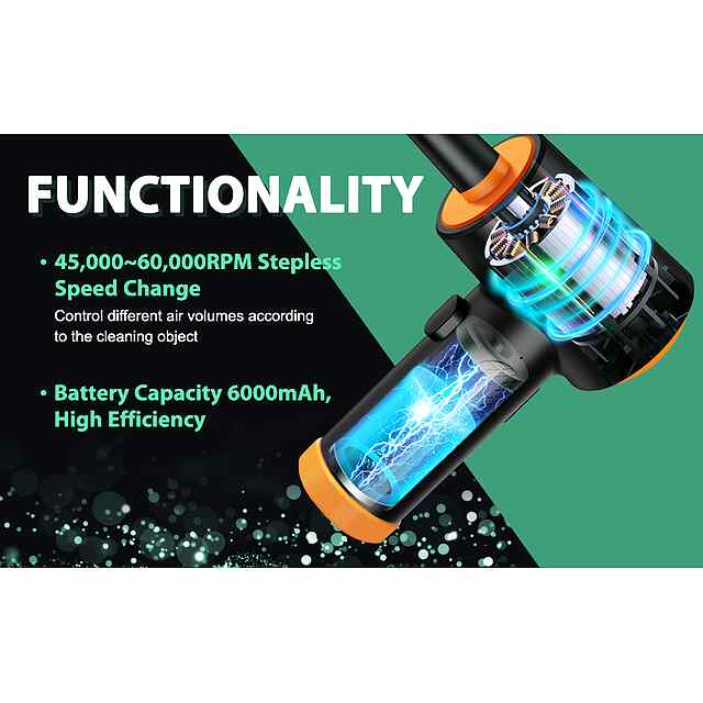 Портативний акумуляторний Air Duster для продування пилу ПК   LED підсвічуванням - 1 фото товару