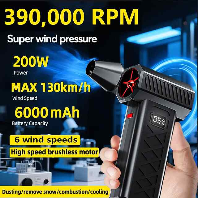 Портативний LED компресор-вентилятор для кемпінгу та прибирання ПК. - 1 фото товару