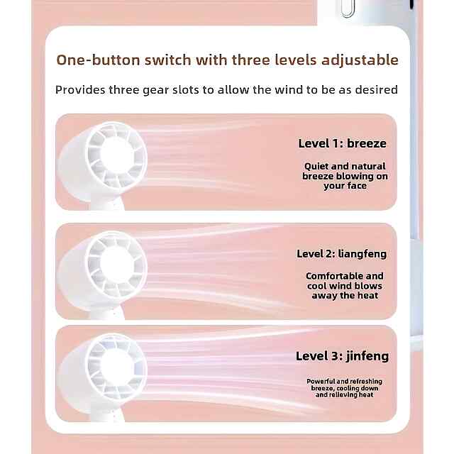 Портативний USB Міні-Вентилятор: 3 Режими, Зарядка від Power Bank, Компактний Дизайн - 1 фото товару