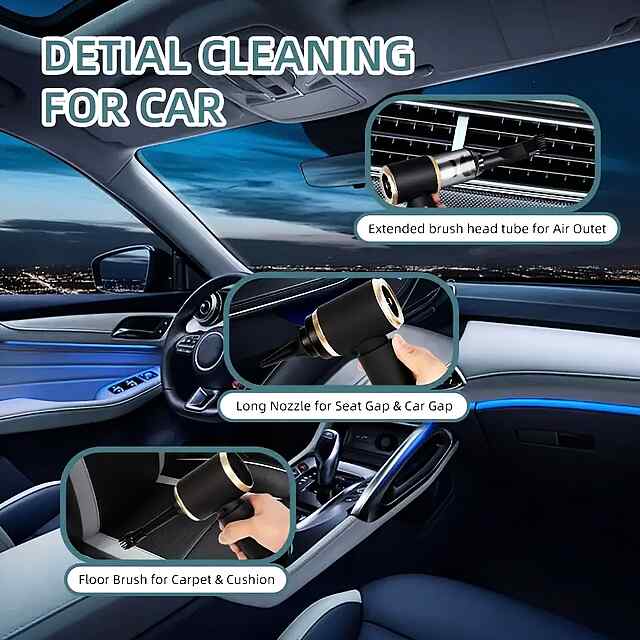 Пилосос компресор 2в1 для ПК, авто, дому - бездротовий Type-C 80W - 1 фото товару