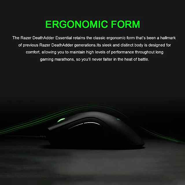 Razer Deathadder Essential 6400DPI, провідна мишка, 5 кнопок, антиковзке покриття - 1 фото товару
