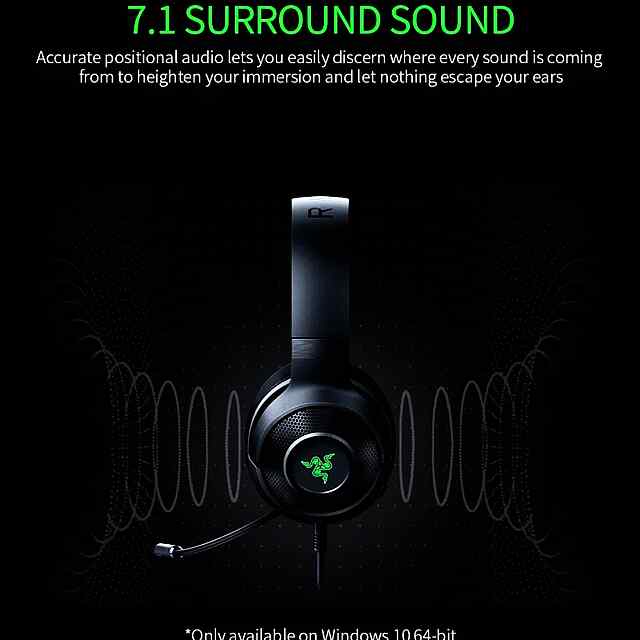 Razer Kraken X: Ігрові навушники 7.1 Surround Sound, гнучкий мікрофон - 1 фото товару