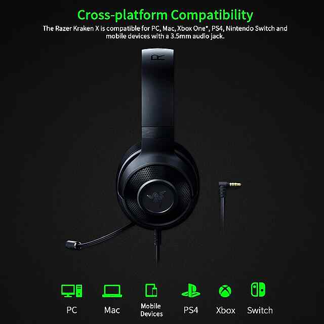 ???? Razer Kraken X: Ігрові навушники з віртуальним 7.1 та мікрофоном - 1 фото товару