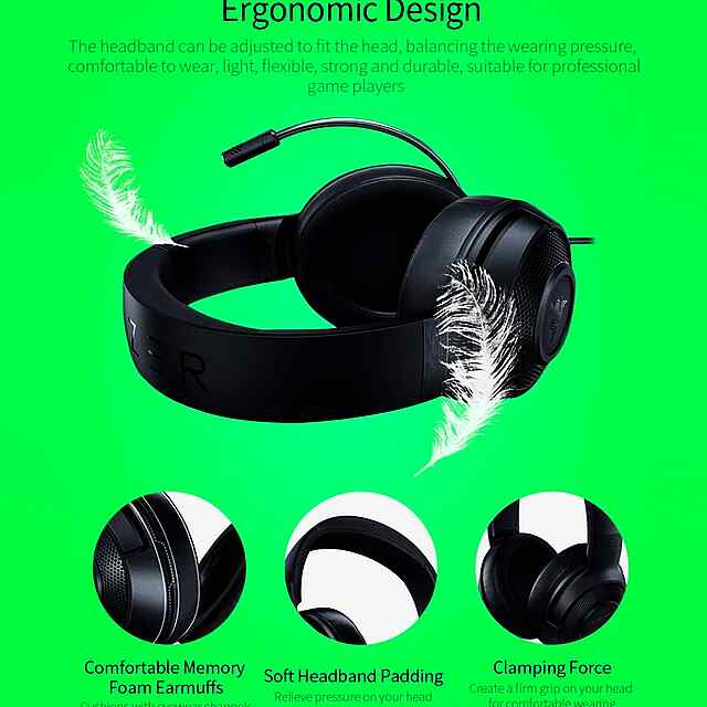 ???? Razer Kraken X: Ігрові навушники з віртуальним 7.1 та мікрофоном - 3 фото товару