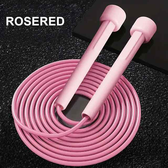 Скакалка з ручкою, рожева, довжина 255см, регульована, проти ковзання для вправ.