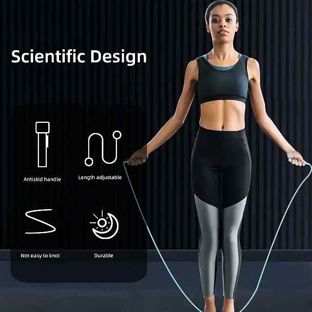 Рожева скакалка з антиковзною ручкою, міцна мотузка, регулювання довжини - фітнес та спорт - 3 фото товару