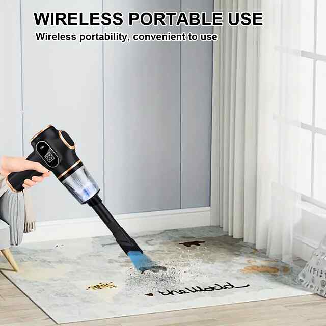 Ручний компресор пилосос бездротовий 3000 мАг, CE сертифікат, насадки, Type-C, щітка. - 1 фото товару