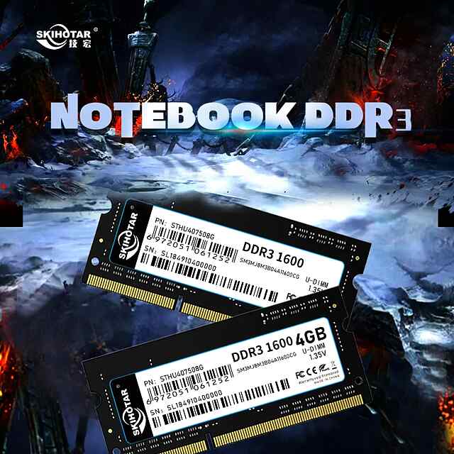 SKIHOTAR 4 ГБ DDR3 SODIMM 1600 МГц Ноутбук ОЗУ Пам'ять - 1 фото товару