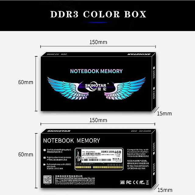 SKIHOTAR 4 ГБ DDR3 SODIMM 1600 МГц Ноутбук ОЗУ Пам'ять - 3 фото товару