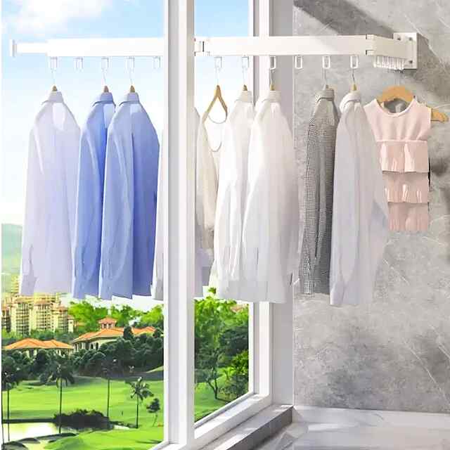 Складна сушилка для одягу настінна з алюмінію – 3 секції   висувна - 1 фото товару