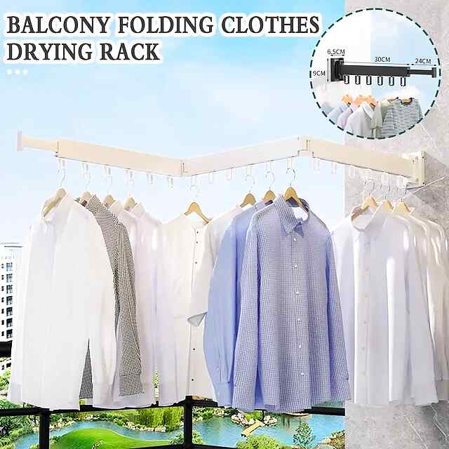 Складна настінна вішалка для одягу з алюмінієвого сплаву (3 секції   висувна)