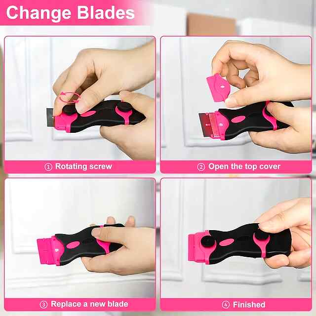 Скребок двосторонній із запасними лезами, для видалення клею і залишків плівки з поверхонь. - 3 фото товару