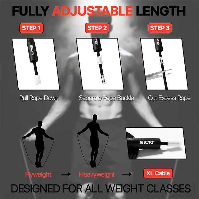 Спортивна скакалка MACYO: Кардіо, фітнес, кросфіт. Для дому та спортзалу. 2,8 м. Без заплутувань. - 3 фото товару