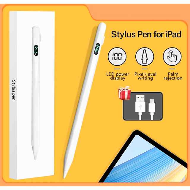 Стілус для iPad з функцією відхилення, чутливий до нахилу, цифровий дисплей живлення, сумісний з iPad Pro/Air/mini