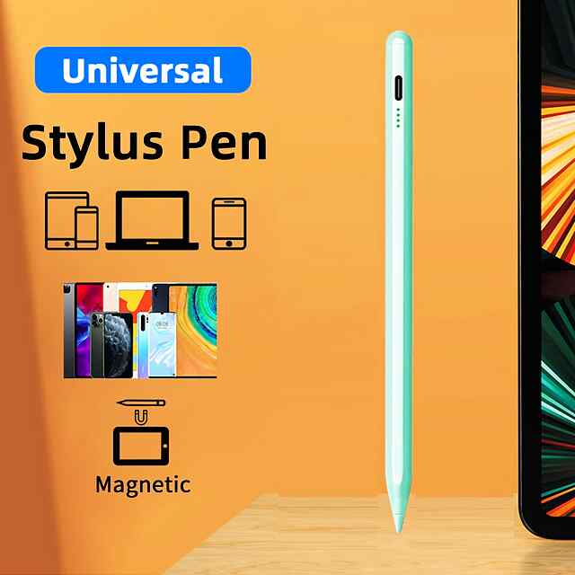 Стілус універсальний Android IOS Windows металевий, бірюзовий колір, сумісний з Huawei Xiaomi iPad, для малювання ведення нотаток (4-8год) - 0 фото товару